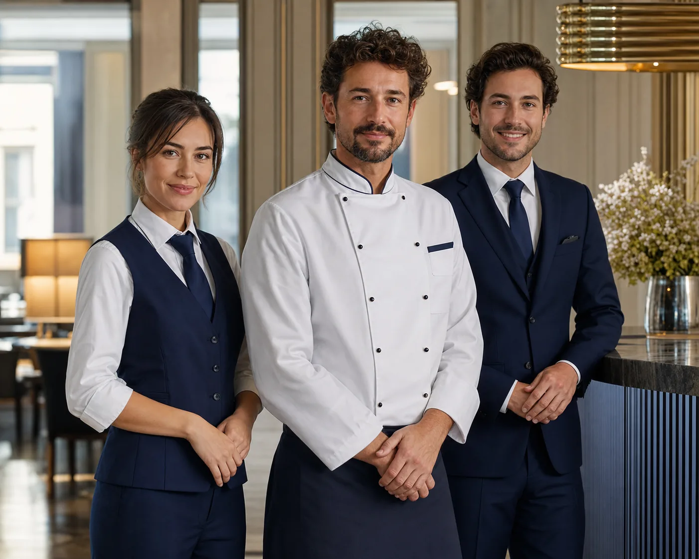 Team con divise per hôtellerie e ristorazione