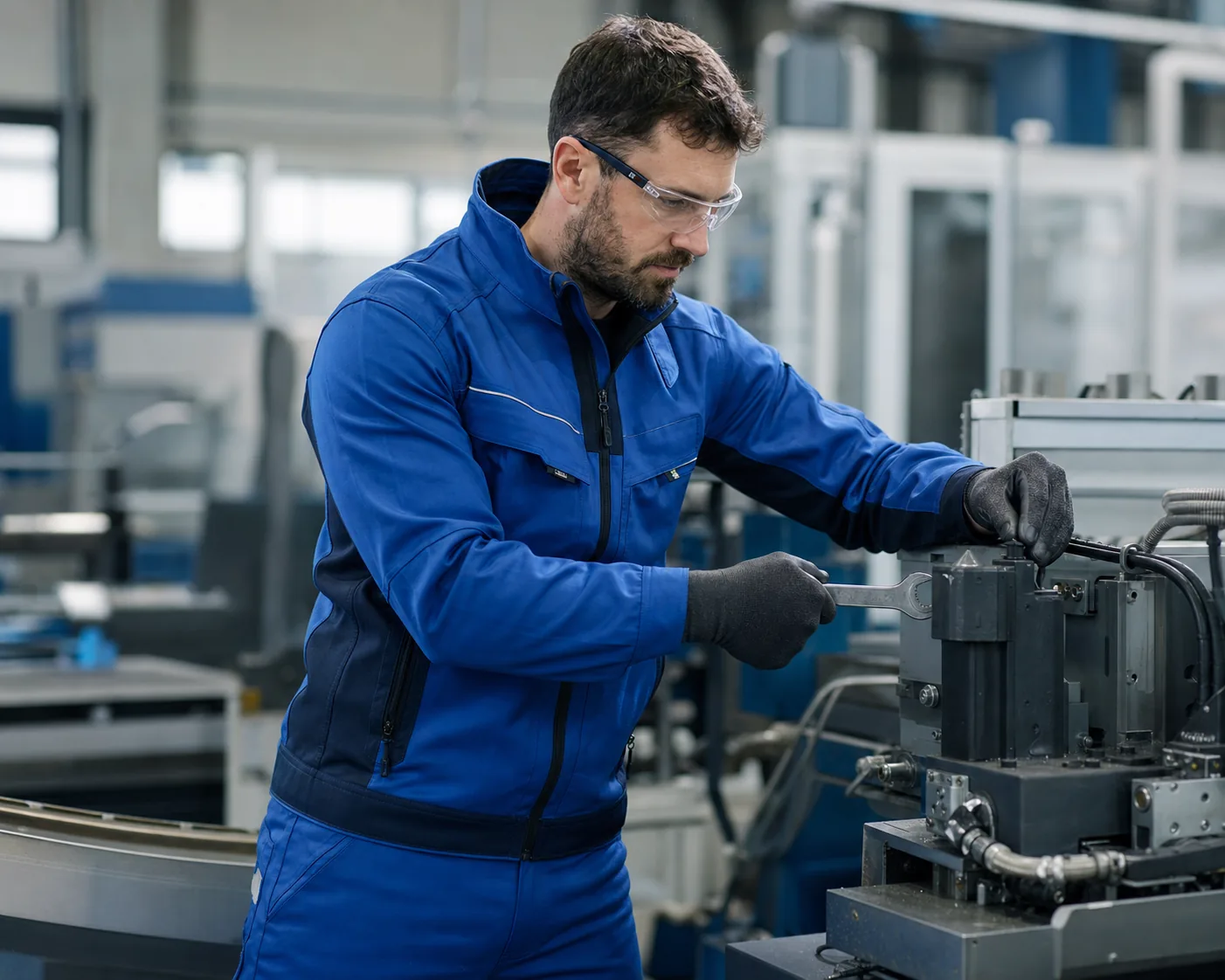 Tecnico con abbigliamento da lavoro industriale